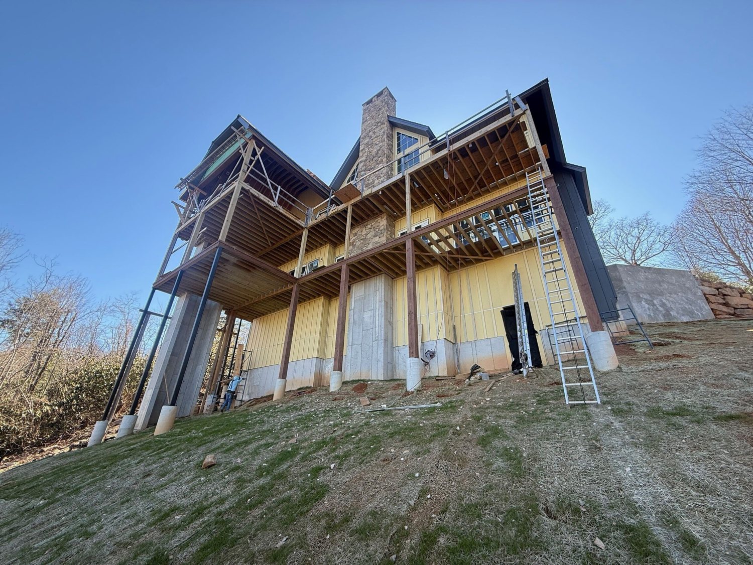 Custom timber-frame home built in the mountains